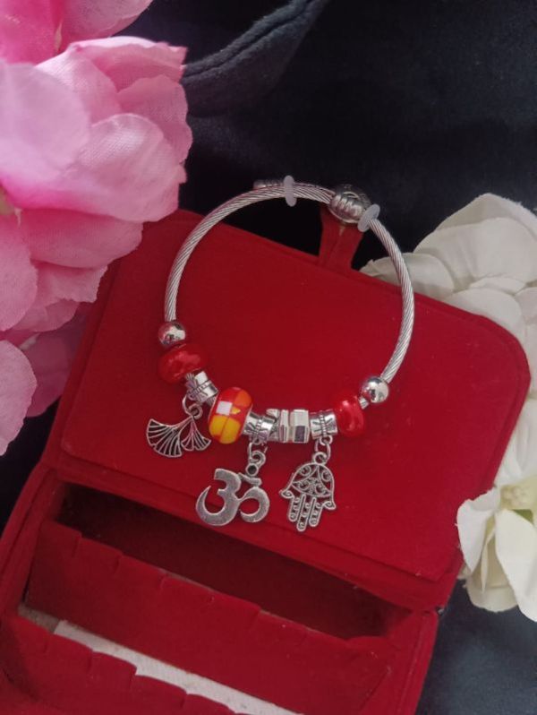 Unisex Silver Om Bracelet