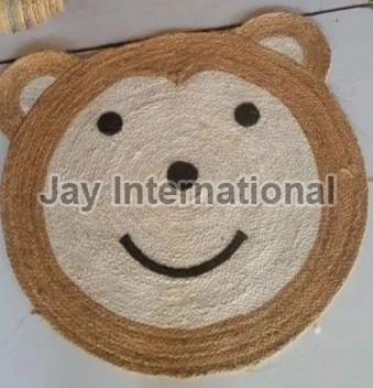 Brown Bear Design Braided Jute Rug