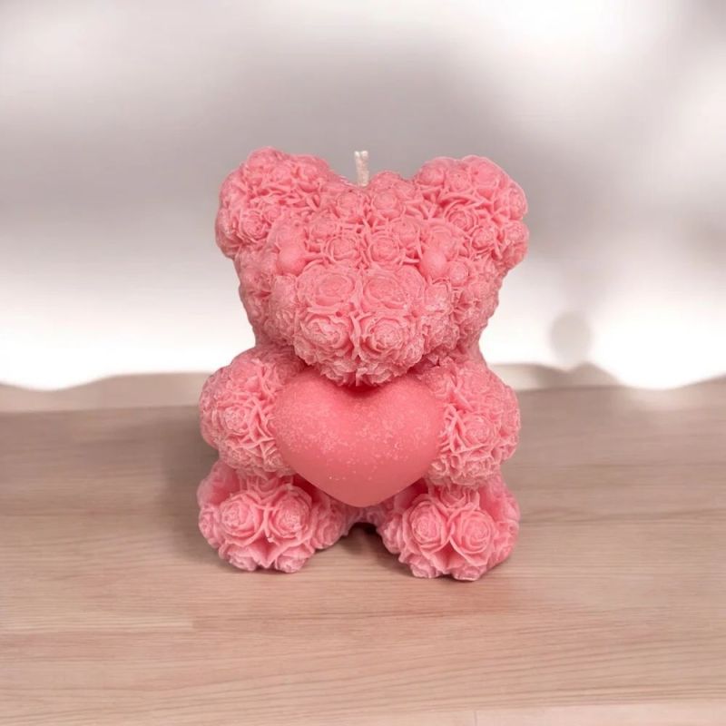 Pink Teddy Bear Candle