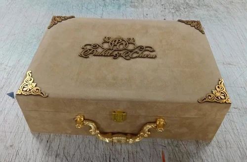 12x12x3 Inch MDF Golden Wedding Invitation Box