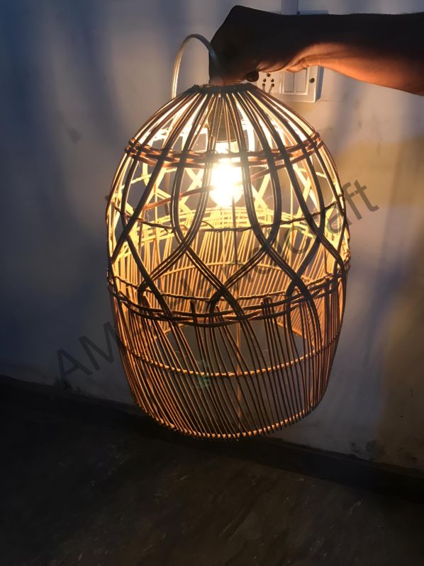 Oval Shape Rattan Pendant Dome Hanging Lamp