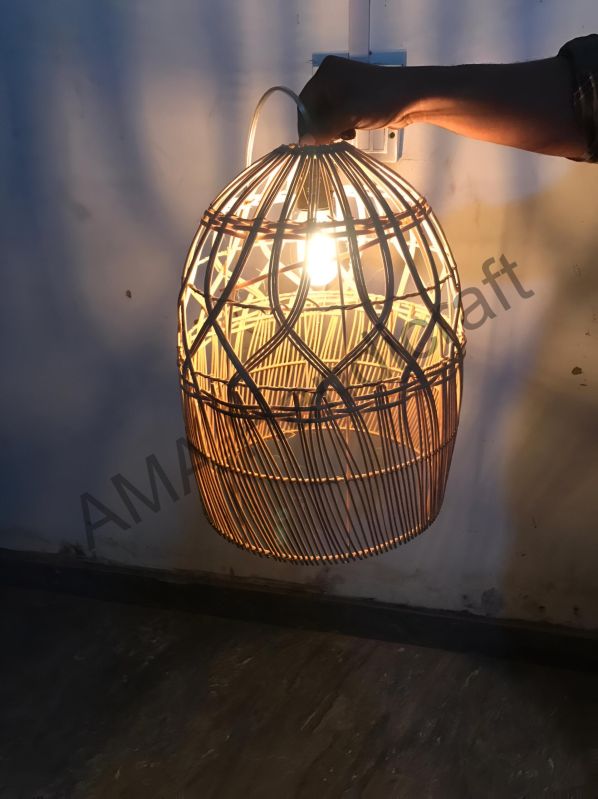 Oval Shape Rattan Pendant Dome Hanging Lamp