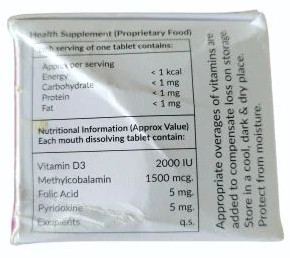 Vitamin D3, Methylcobalamin, Folic Acid, & Pyridoxine Mouth Dissolving Tablet