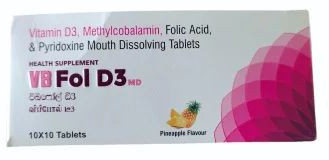 Vitamin D3, Methylcobalamin, Folic Acid, & Pyridoxine Mouth Dissolving Tablet