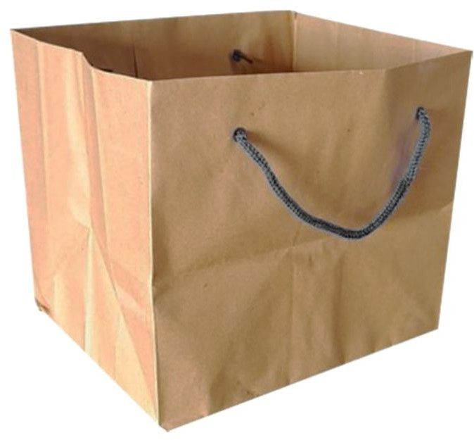 Brown Kraft Paper Basket Bags With Cotton Rope Handle