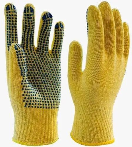 Yellow Cotton Dotted Hand Glove