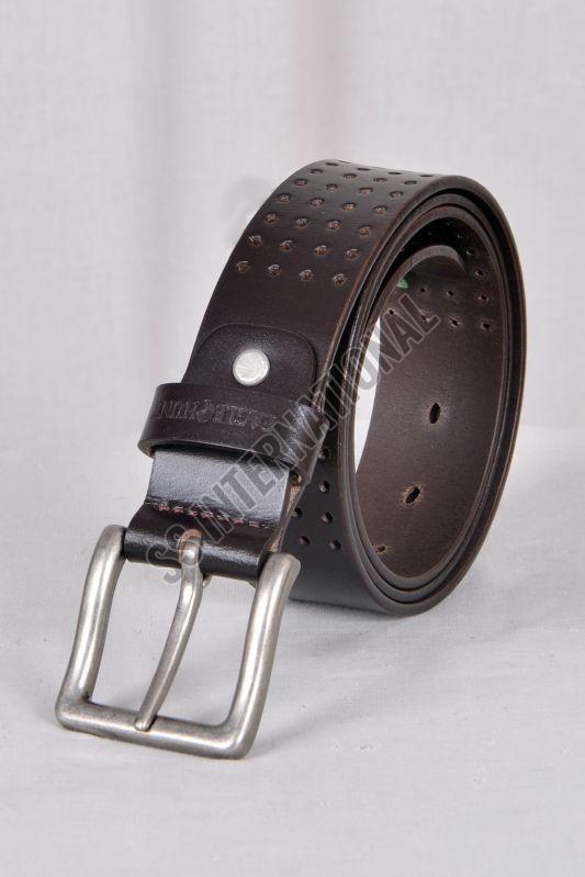 Mens Black Dotted Leather Belt