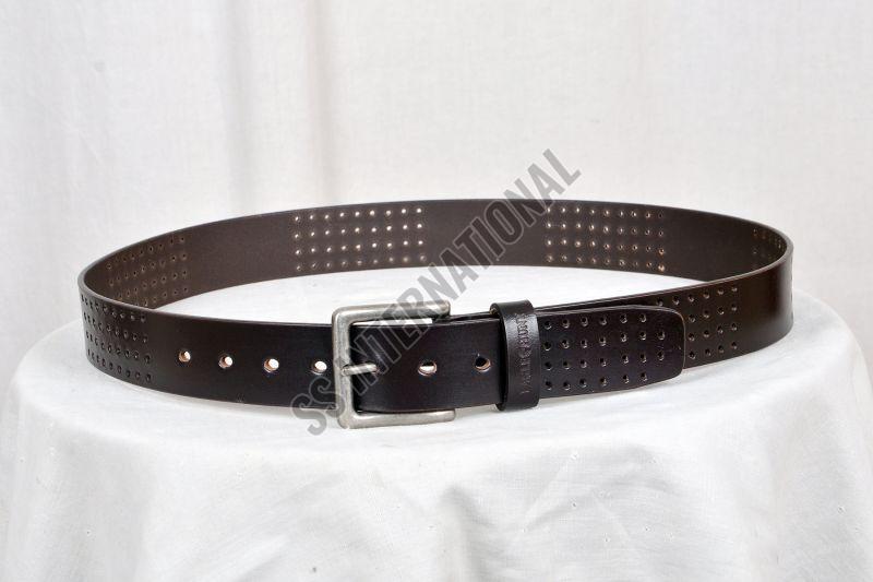 Mens Black Dotted Leather Belt