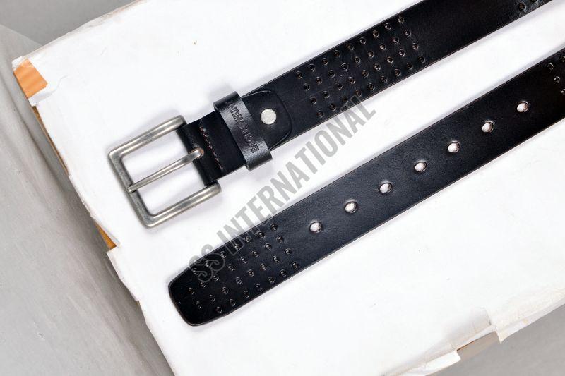 Mens Black Dotted Leather Belt