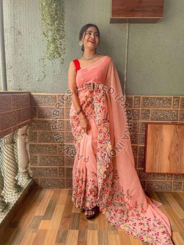 Parvati Fabrics Ladies Bollywood Georgette Saree, Width : 5.5 Meter