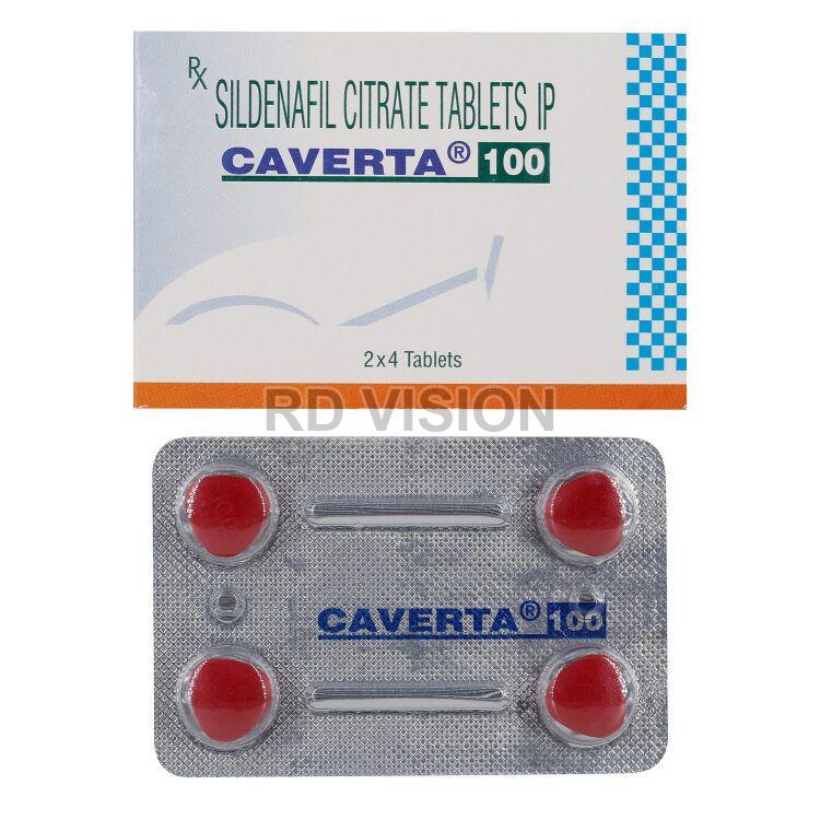 Caverta 100mg Tablets, for Erectile Dysfunction, Packaging Type : Blister