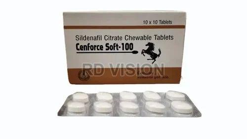 Cenforce Soft 100mg Tablets, for Erectile Dysfunction, Packaging Type : Blister