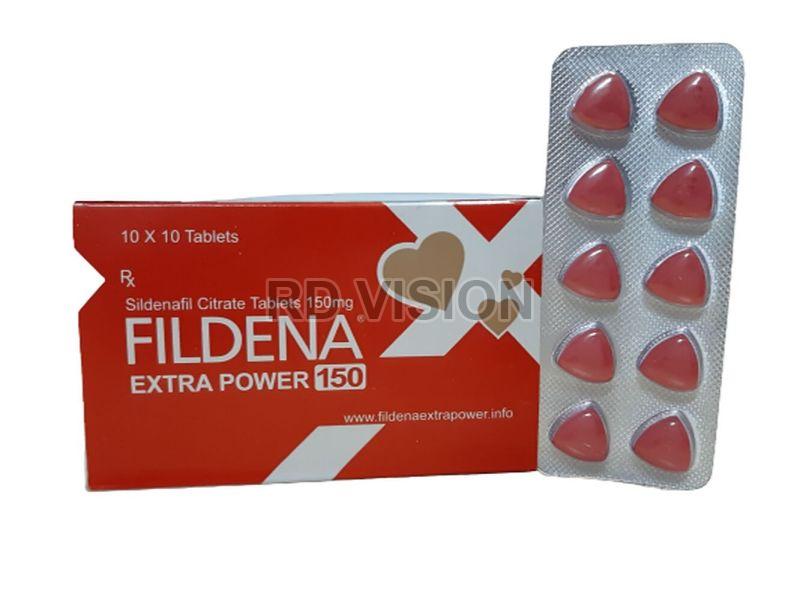 Fildena Extra Power 150mg Tablets, for Erectile Dysfunction, Packaging Type : Blister