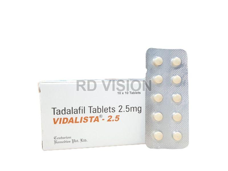Vidalista 2.5mg Tablets, for Erectile Dysfunction, Composition : Tadalafil