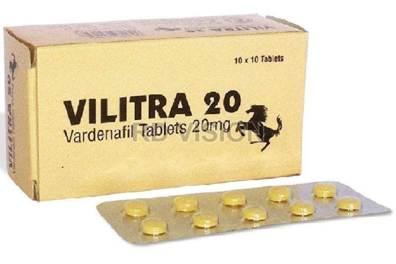 Vilitra 20mg Tablets, for Erectile Dysfunction, Packaging Type : Blister