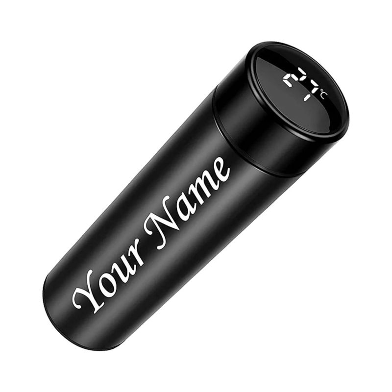 Black Plain Stainless Steel Customized Temperature Water Bottle, for Gifting, Shape : Round