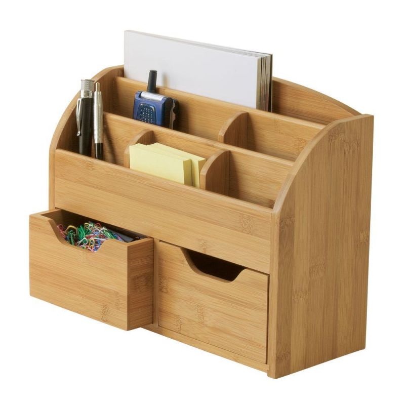 Brown Wooden Desktop Organizer, for Office, School, Feature : Light-weight, Attractive Look