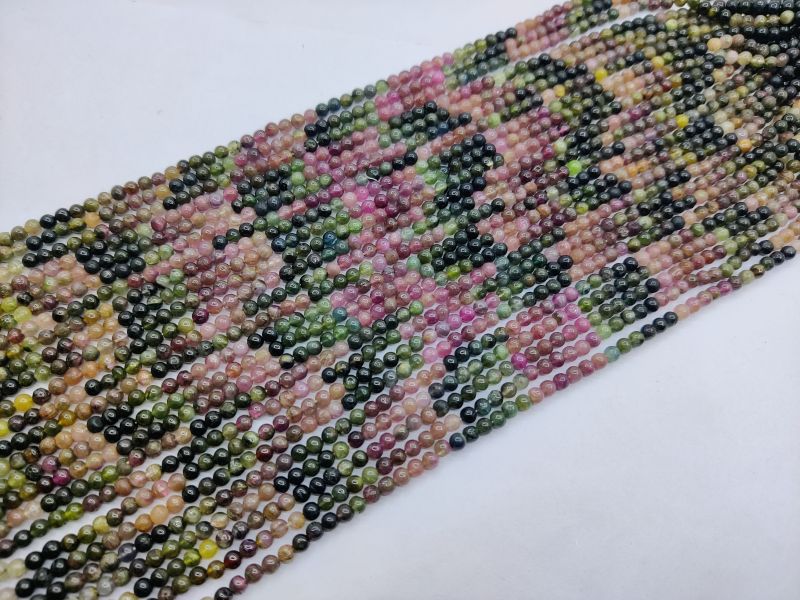 multi tourmaline plain beads