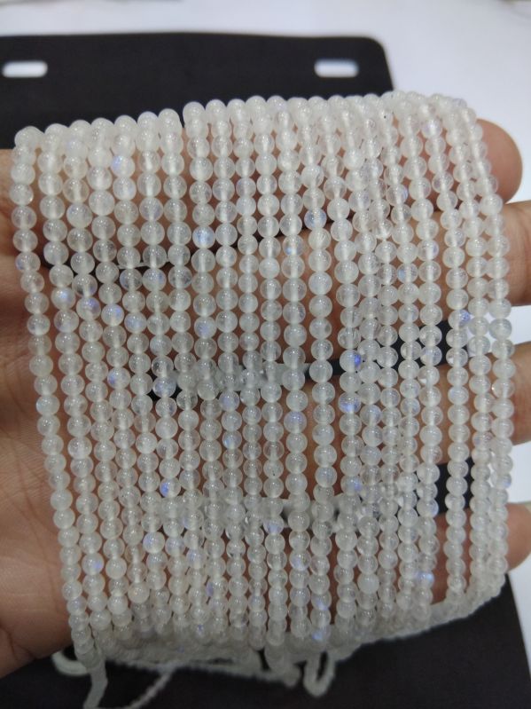 Agarwal Gems Round Polished Rainbow Moonstone Beads, for Jewelry Design, Color : White