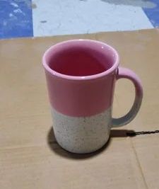 Pink & White Ceramic Coffee Mug, Size : 350 ml