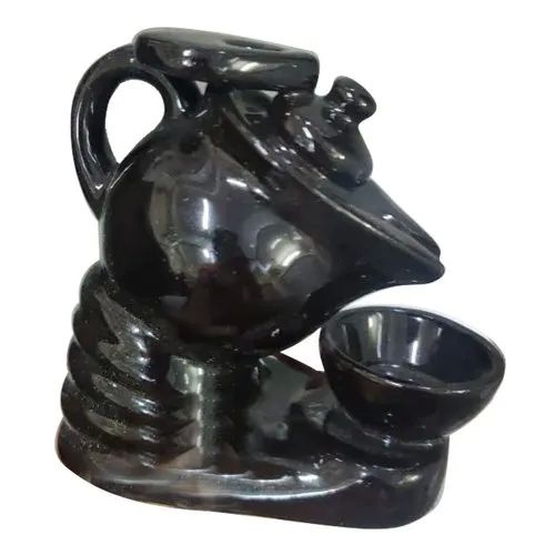 Black 100 Gm Color Coated Resin Teapot Cup Smoke Fountain, For Home Decor, Size : 10x10x15 Cm