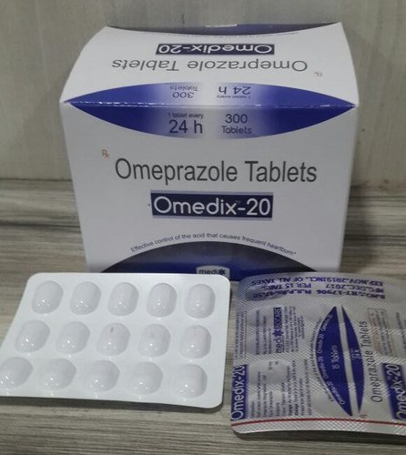 Omedix-20 Omeprazole 20mg Tablet, for Hospital, Clinic, Purity : 99.9%