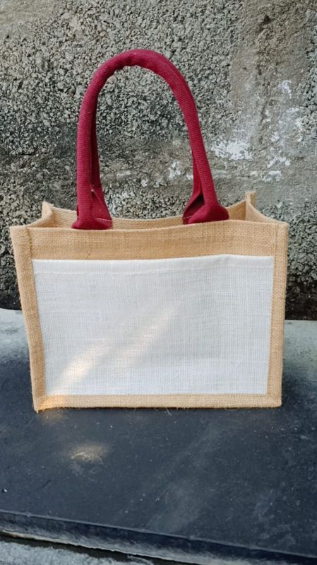 Rectangular Plain Jute Tote Bag, For Shopping, Office, Technics : Machine Made
