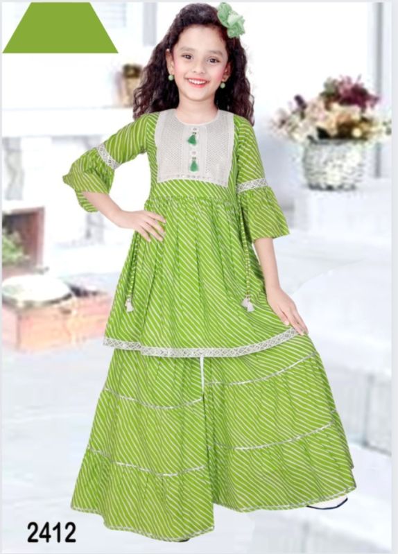 Girl formal jaipuri cotton gharara cholli, Size : 30-38