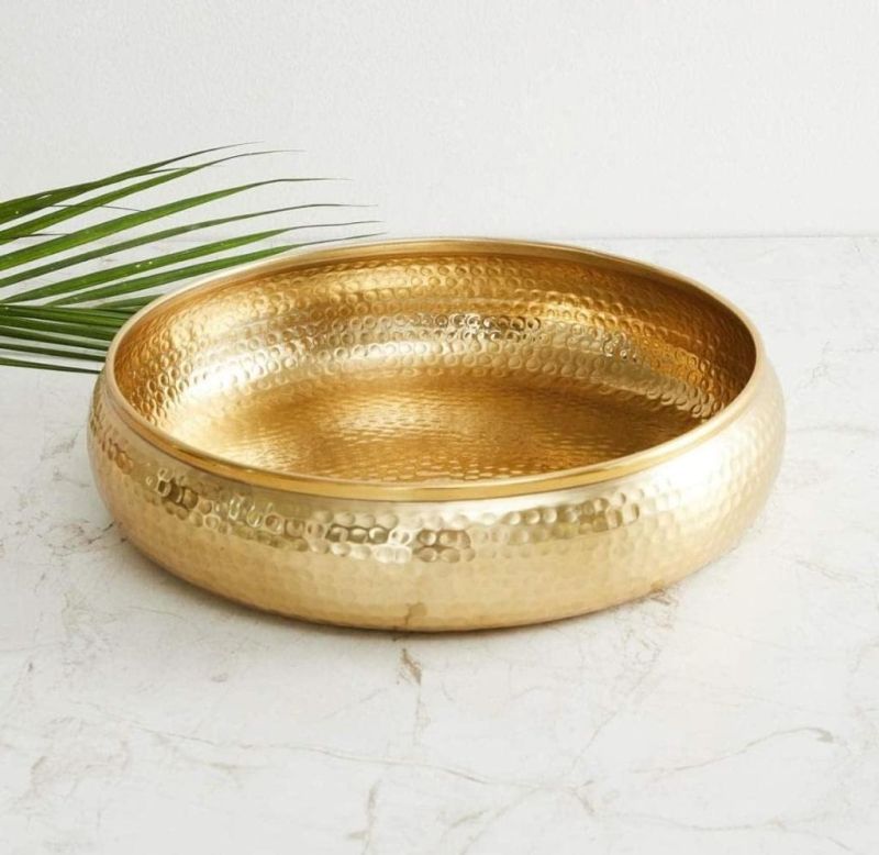 Golden Coated Metal Brass Urli, For Decoration Purpose, Size : 0-10 Inches