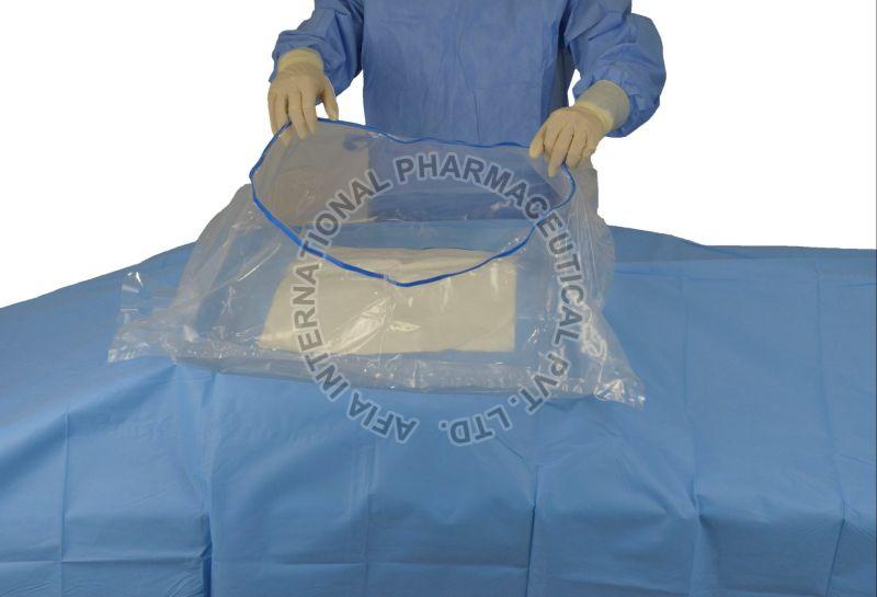 Blue Checked Linen Cesarean Drape, For Hospital Use, Gynecologic Procedures, Gender : Female, Male