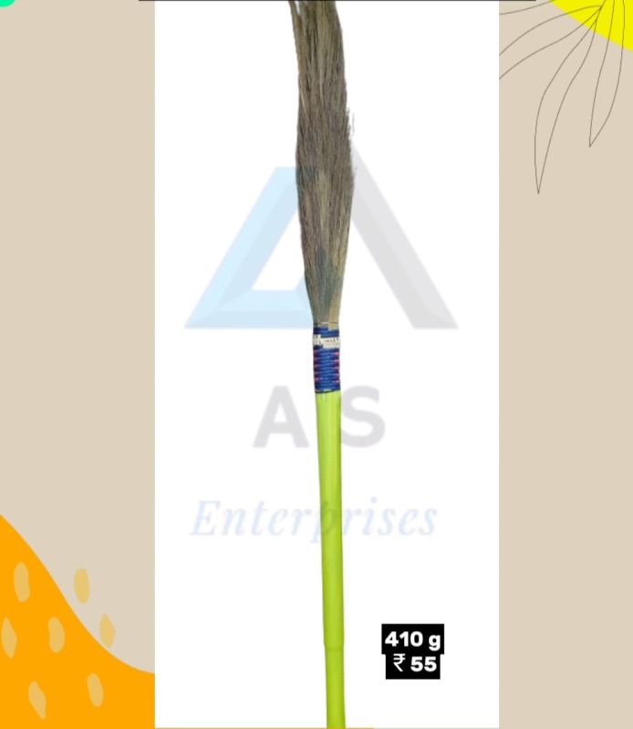 410Gm Plain Computer Grass Broom, for Cleaning, Handle Material : LDPE