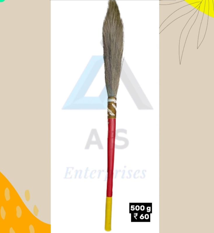 Multicolor 500gm Plain Premium Grass Broom, For Cleaning, Handle Material : Ldpe