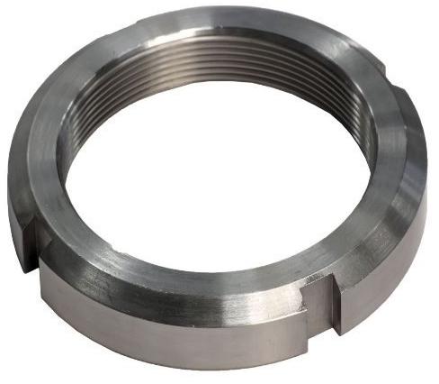 Silver Stainless Steel KM Lock Nut, for Industrial Use, Shape : Round