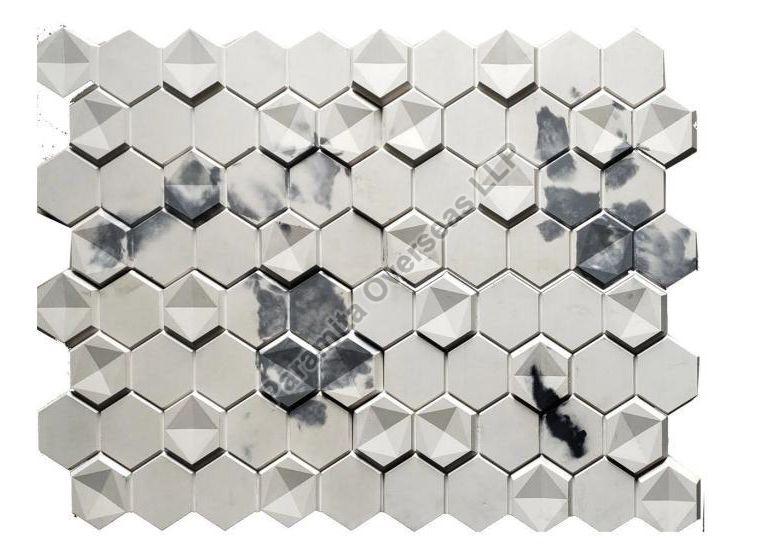 Cloudy White Hexagon Interlocking Tiles, for Exterior