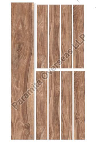 Rott Brown Wooden Strip Ceramic Tiles, For Hotels, Bar-restaurants, House, Shops, Size : 200x1200 Mm