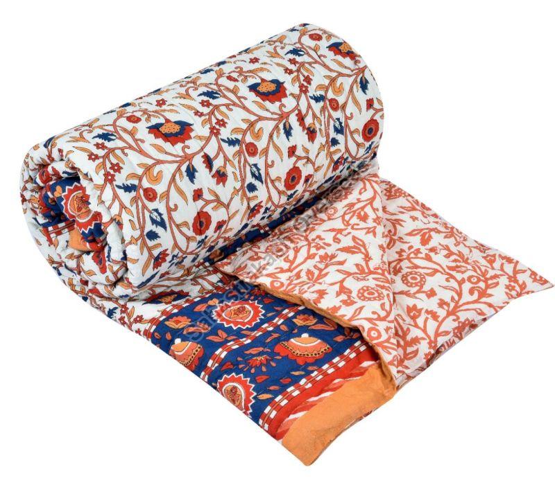 Multi Color Cotton Printed Quilts, for Home Use, Size : Standard