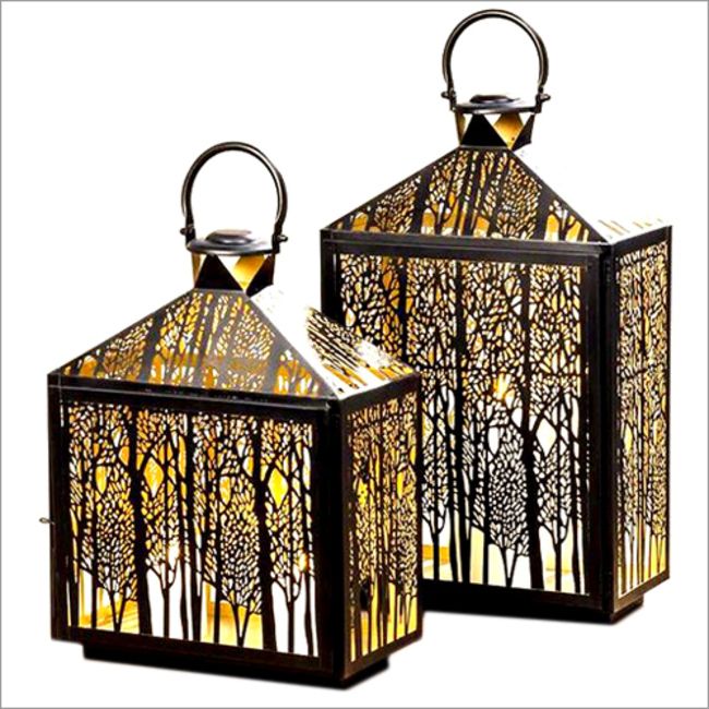 Black & Golden Iron Candle Lantern, Size : 36*18*41 cm, 36*18*31 cm
