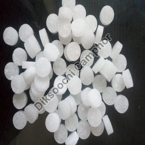White Round Smokeless Camphor Tablet, for Worship, Packaging Type : Plastic Packet