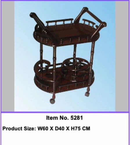 Dark Brown 5281 Wooden Serving Trolley, Feature : Easily Cleaned, Easy Moveable