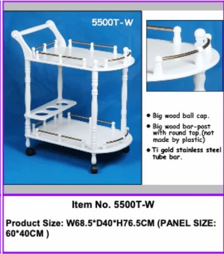 White 5500T-W Wooden Serving Trolley