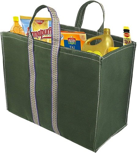 Green Ractangular Plain Canvas Shopping Bag, for Grocery, Capacity : 20kg