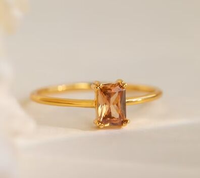 Golden Stone Polished Brass Ladies Citrine Ring, Packaging Type : Plastic Packet