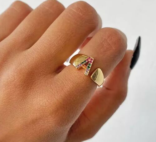 Ladies Brass Golden Custom Name Ring, Size : Multisizes
