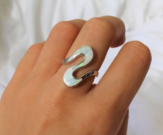 Silver Ladies Opal Ring