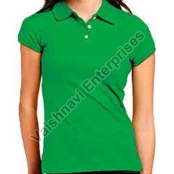 Crimp Cotton Ladies Green Polo T-Shirt, Size : M, XL, XXL
