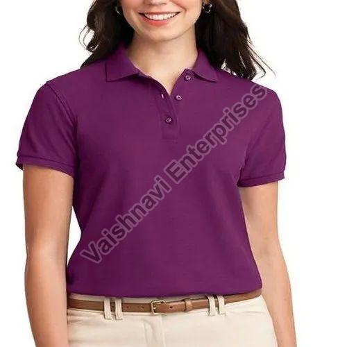 Half Sleeve Ladies Plain Cotton Polo T-Shirt, Size : XL, M, Feature ...