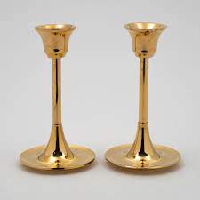 Plain Brass Candle Stand, Color : Golden