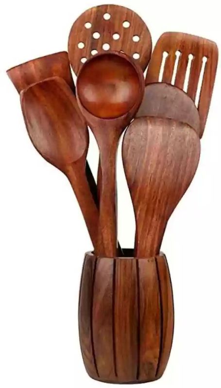 Brown Plain Wooden Spoon Set, for Kitchenware, Specialities : Fine Finish, Handicraft