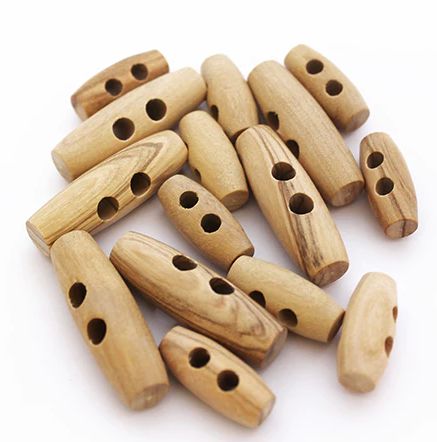 Wooden Toggle Buttons, for Garments, Bags, Packaging Type : Plastic Packet