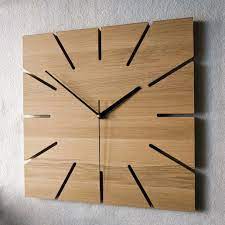 Brown Sqaure Wooden Wall Clock, for Home Decor, Display Type : Analog